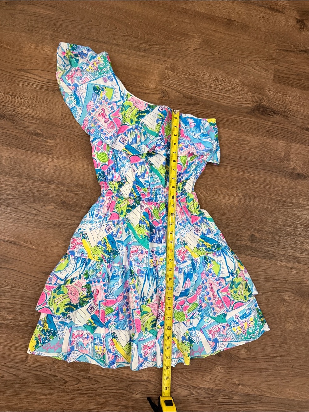 Lilly Pulitzer One-Shoulder Ruffle Tropical Print Dress - Multi Size Small